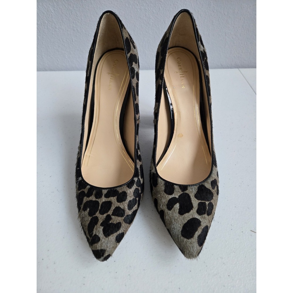 Cole Haan Womens 9B Cow Hair‎ Leopard Print Pointed Toe 4in Heels